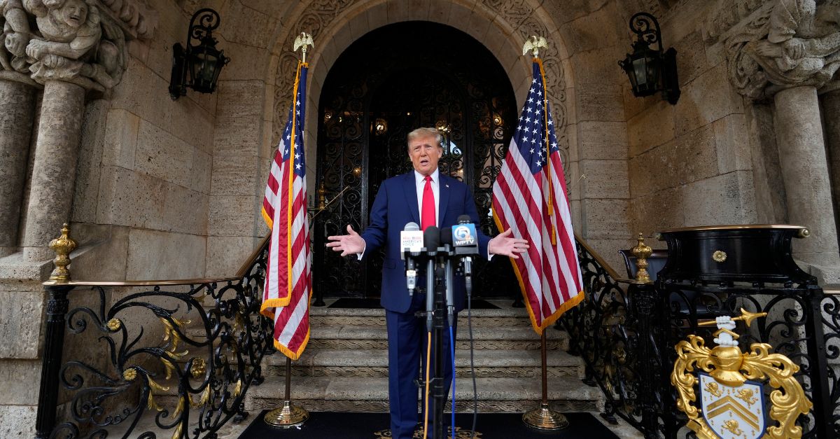 Republican presidential candidate former President Donald Trump speaks at his Mar-a-Lago estate Thursday, Feb. 8, 2024, in Palm Beach, Fla. (AP Photo/Rebecca Blackwell)