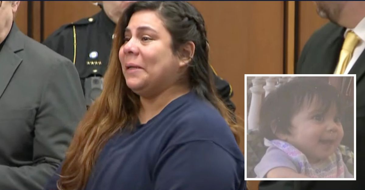 Kristel A. Candelario at her sentencing hearing and Jailyn Candelario (WKYC screenshots)