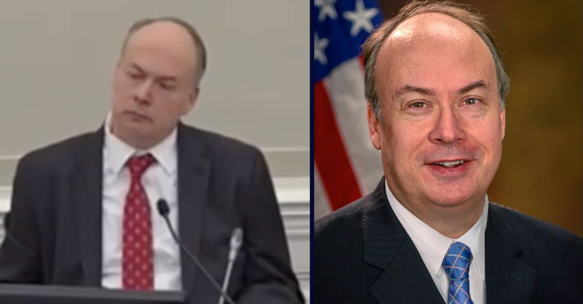 Left: Jeffrey Clark during his bar disciplinary hearings; Right: Jeffrey Clark in his Department of Justice profile photo