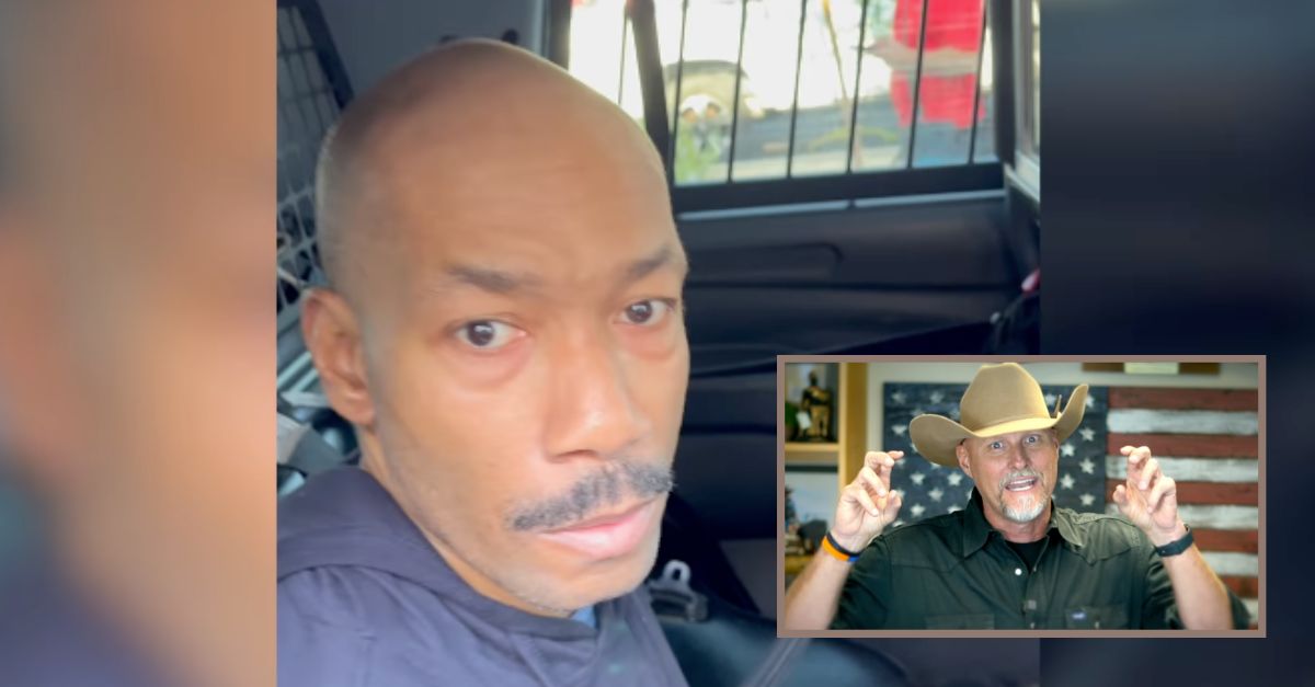 Benjamin Hollins is seen after being apprehended by law enforcement. Inset: Pinal County Sheriff Mark Lamb. (Images via Pinal County Sheriff's Office.)