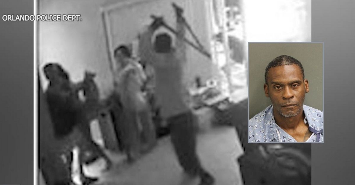 Inset: Lyndell Demps (Ninth Judicial Circuit State Attorney's Office). Surveillance video shows the attack in the home in Florida (Orlando Police Department via WOFL).