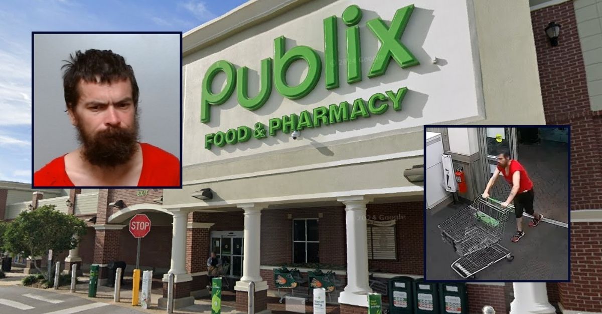 Andrew Sylvester, inset on the left; appears against an image of a Publix store; on the right is an image of a man identified as Sylvester by authorities.