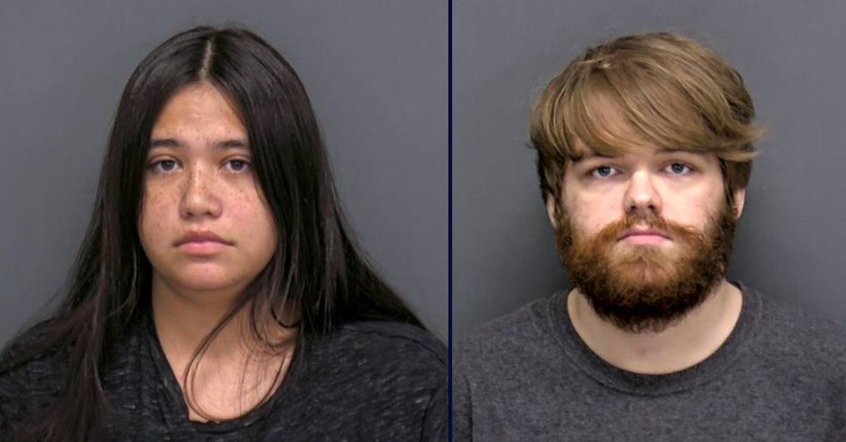 Left to right: Sintia Perez and Jace Hirschy appear in booking photos.