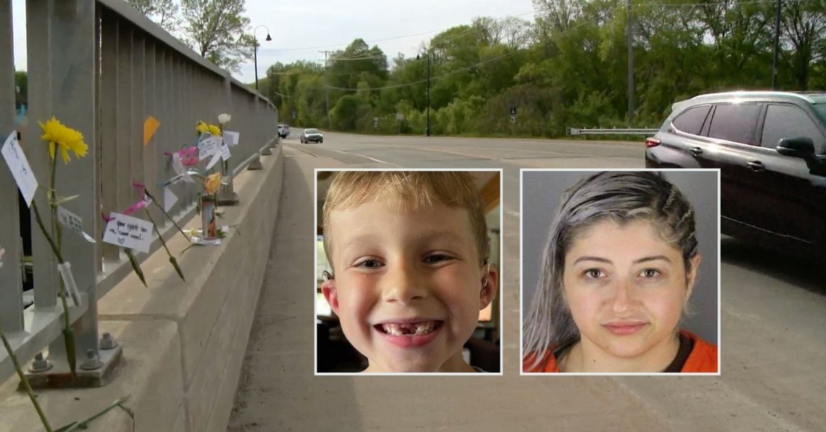 Left inset: Eli Hart (KSTP). Right inset: Julissa Thaler (Hennepin County). Background: The location near where police pulled over Thaler