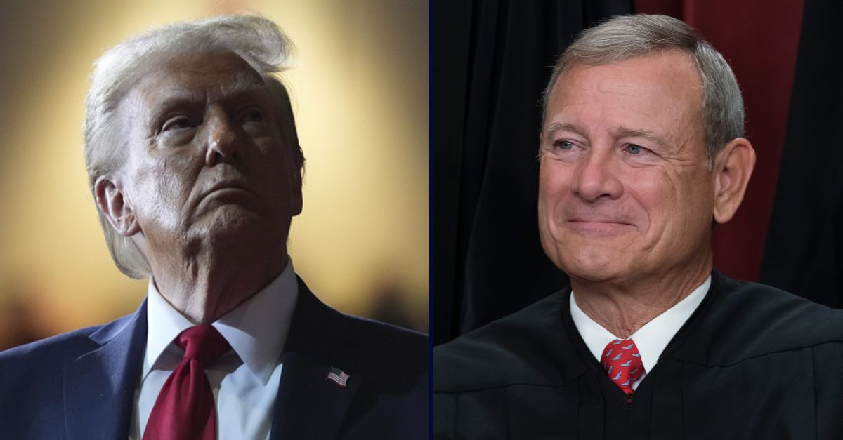 Donald Trump, on the left; John Roberts, on the right.