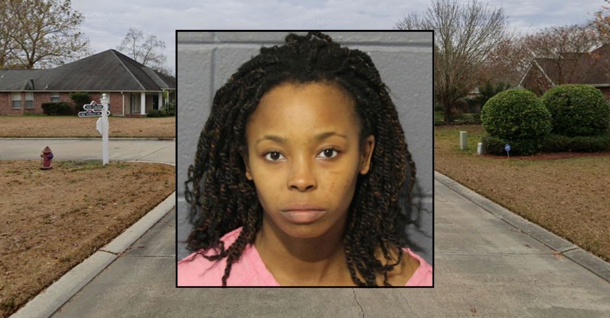 Inset: Tamyrihu Hubbard (St. John the Baptist Parish Sheriff’s Office). Background: the 100 block of East Lakeview Drive in LaPlace, La. (Google Maps).