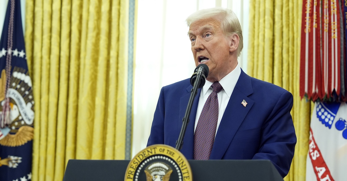 President Donald Trump speaks before Robert F. Kennedy Jr., is sworn in as HHS Secretary in the Oval Office, Thursday, Feb. 13, 2025, in Washington (Photo/Alex Brandon).