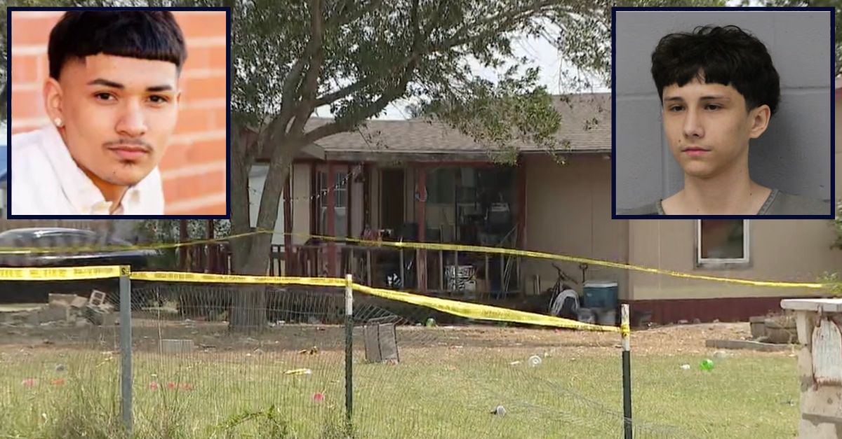 Inset, left to right: Andrew Farias (GoFundMe) and Chad Lee-Gardner (Travis County Jail). Background: The home where Lee-Gardner allegedly killed Farias during the latter