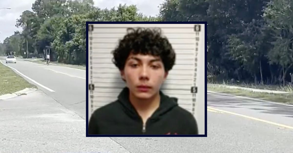 Inset: Brayden Raul Gomez (Bay County Jail). Background: The area on Wildwood Road where Gomez allegedly killed his 64-year-old Lyft driver (WMBB).