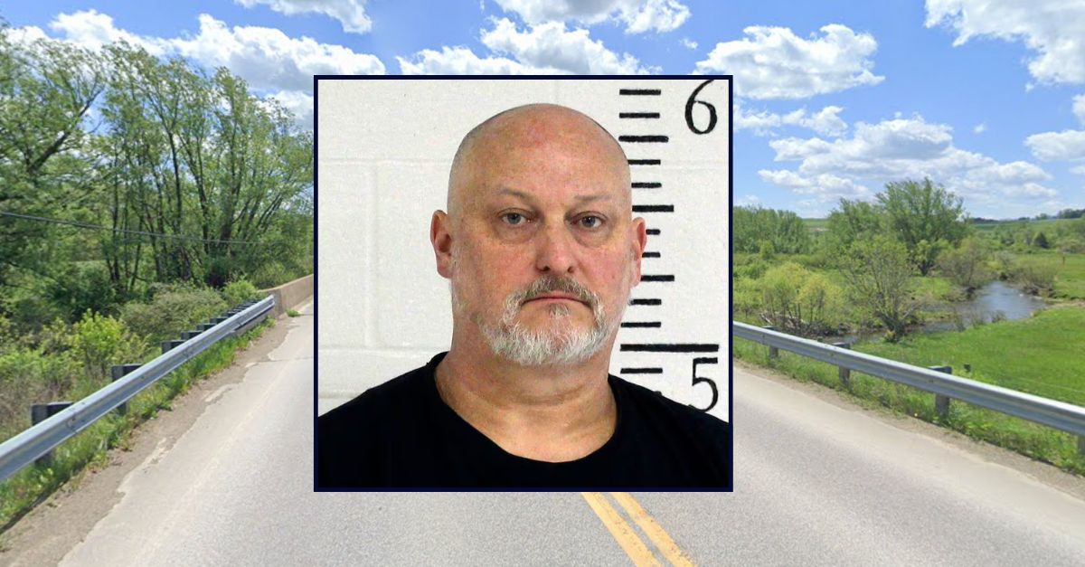 Shawn Christopher Cranston appears inset against an image of the area where he killed a pregnant Amish woman in 2024.