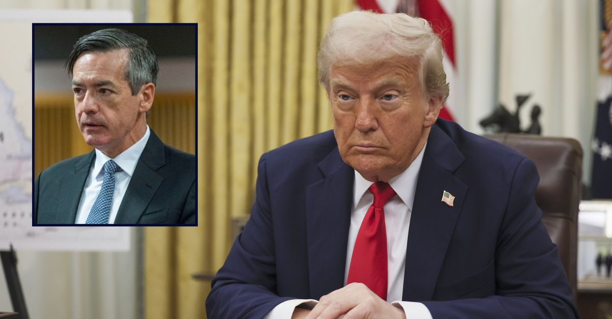 Kenneth Chesebro appears inset against an image of Donald Trump in the White House.