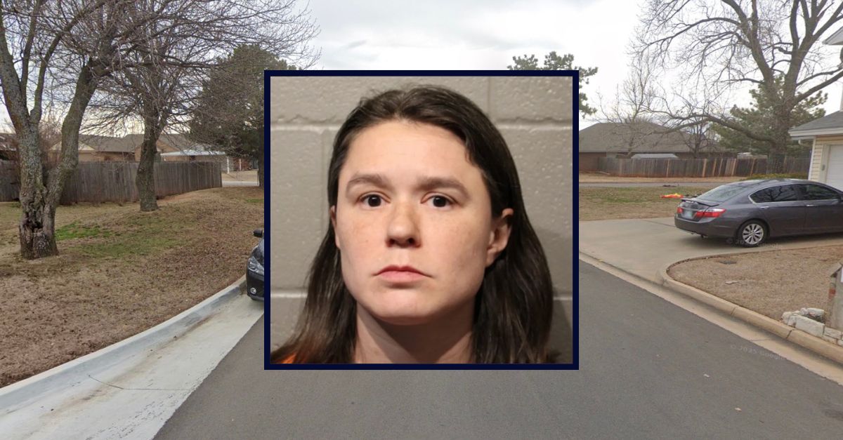 Inset: Brennan K. Spencer (Cleveland County Jail). Background: The area in Oklahoma City where Spencer is accused of killing her newborn son (Google Maps).
