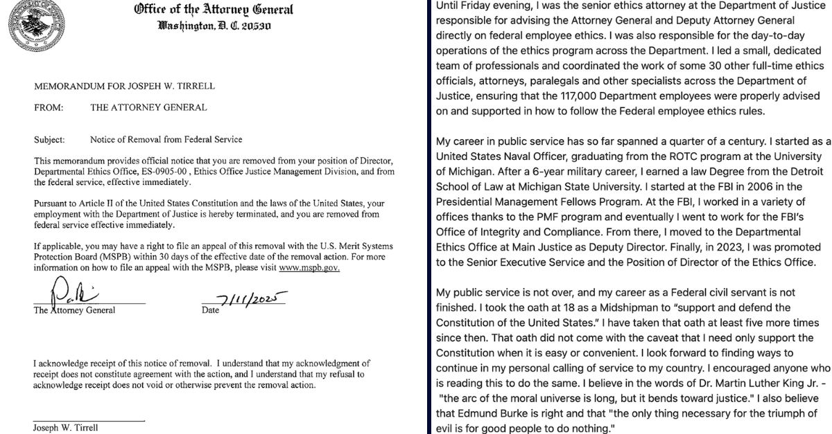 AG Pam Bondi fires Joseph Tirrell