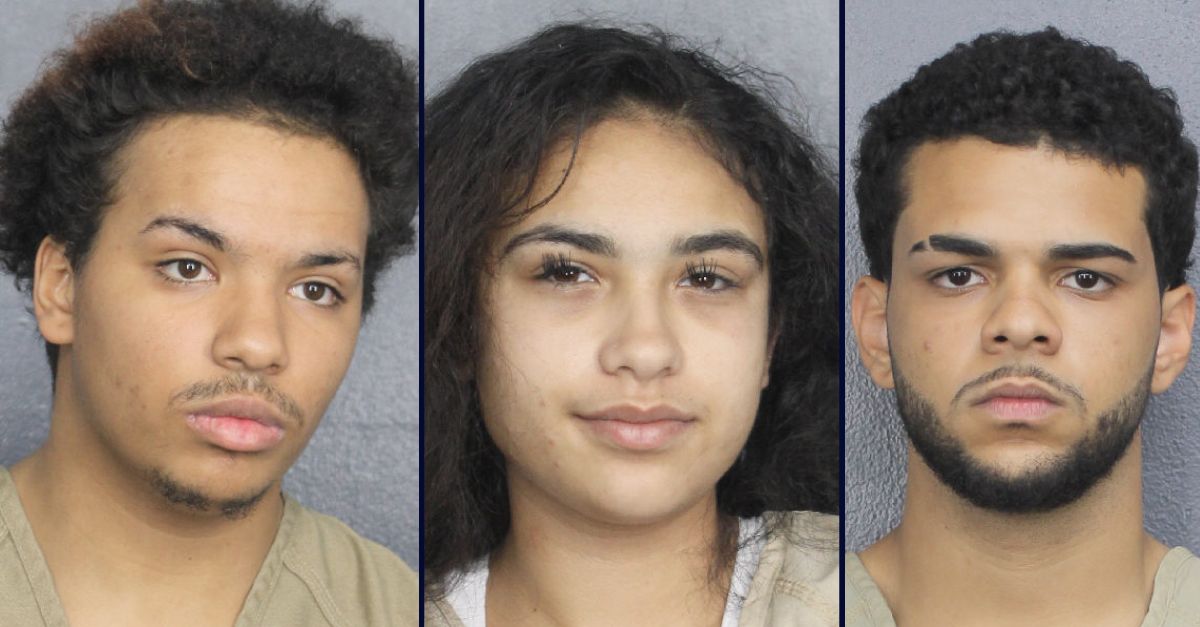 Left to right: Lyrick Garca, Valerie Lisette Gonzalez, and Nawrkin Nawlyn Rivas De Los Santos appear in booking photos.