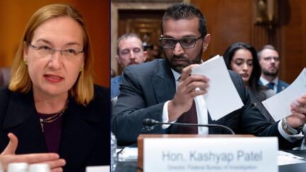 Beryl Howell appears on the left. Kash Patel appears on the right.