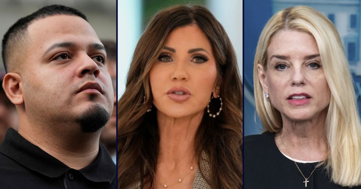 Left to right: Kilmar Abrego Garcia, Kristi Noem, Pam Bondi.