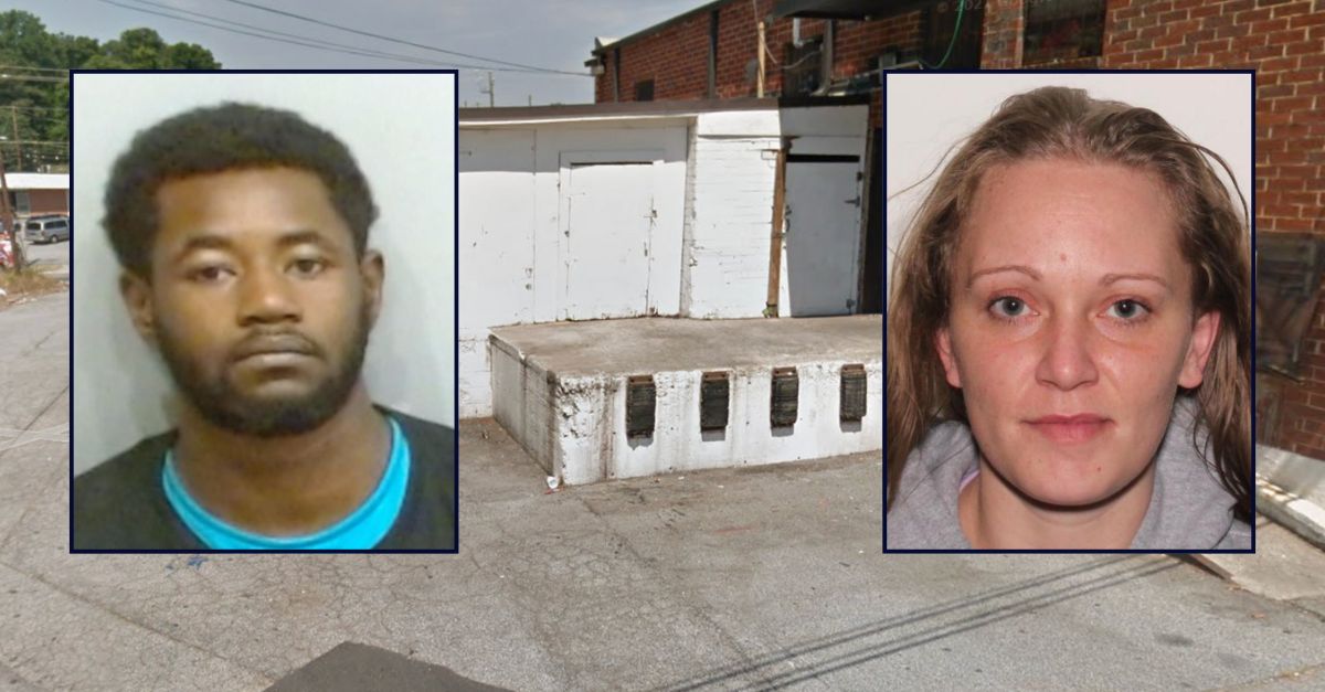 Reginald Elliot, inset on the left; Alexis Harlow, inset on the right – against an image of the abandoned storage unit where Harlow