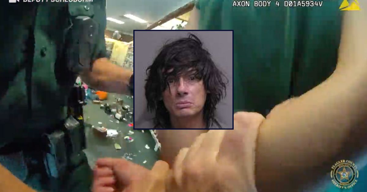 Jeffrey Kimmel appears in a booking photo, inset, and in police body-worn camera footage during an arrest in Florida.