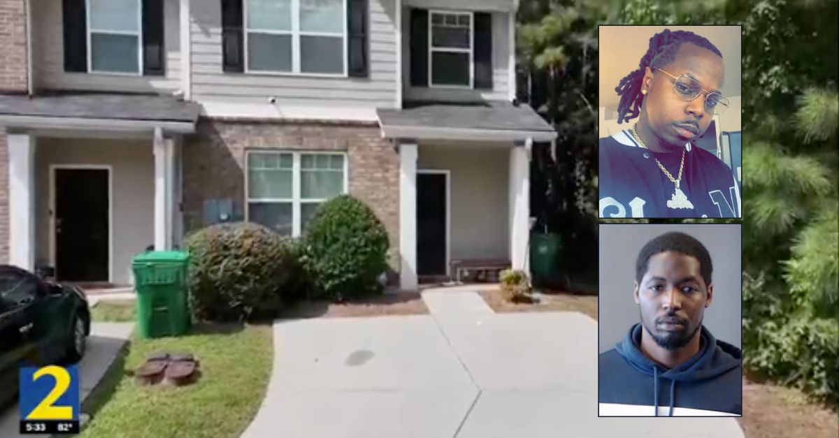 Background: The home in Lithonia, Ga., where Keenan Williams allegedly shot and killed Cole Pitter. Inset top: Cole Pitter (Plummer Funeral Home). Inset bottom: Keenan Williams (DeKalb County (Ga.) Sheriff
