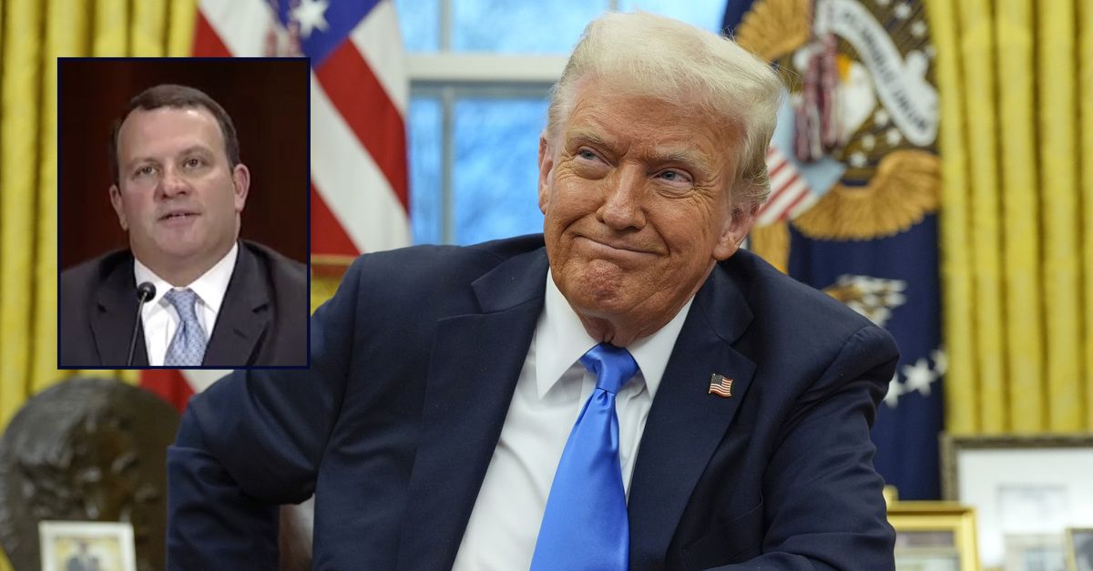 Timothy Kelly appears inset against an image of Donald Trump in the White House.