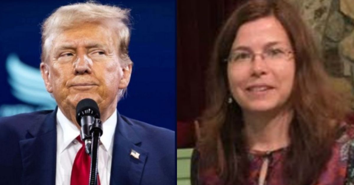 Left: Donald Trump speaks at the annual Road to Majority conference in Washington, DC, in June 2024 (Allison Bailey/NurPhoto via AP). Right: Nathalie Jones (Justice Department/Rod Hughes).