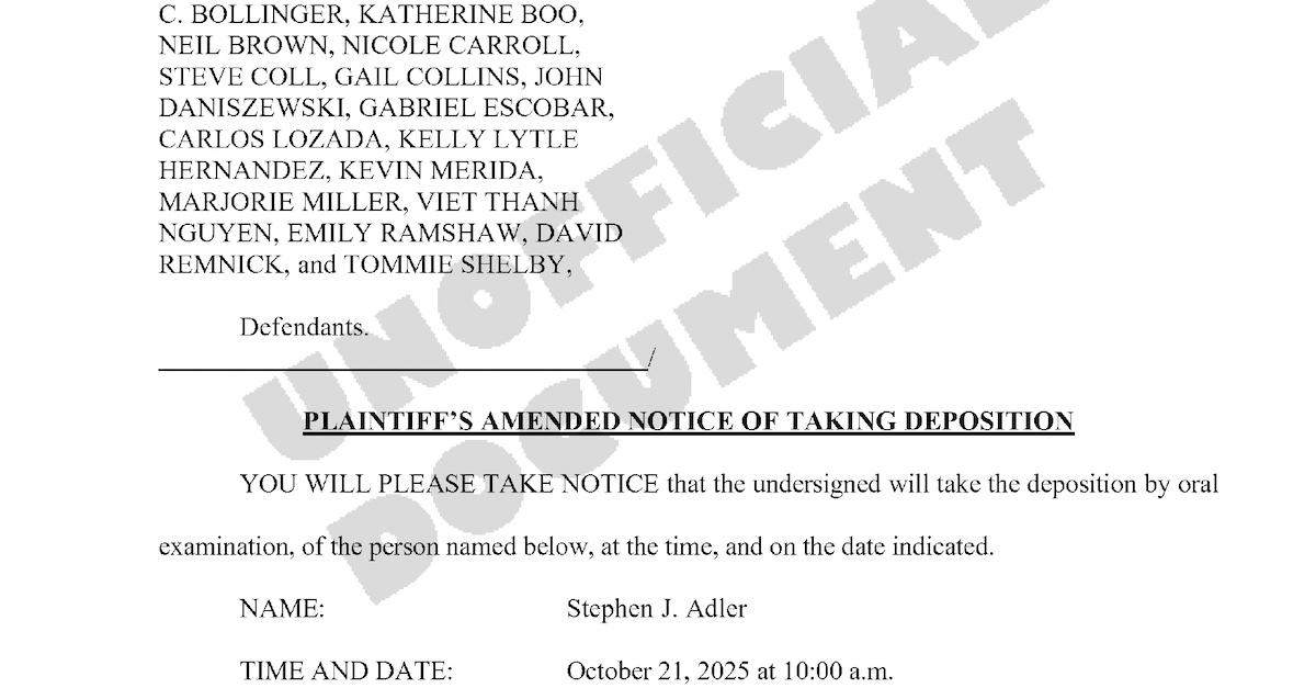 Stephen Adler deposition 