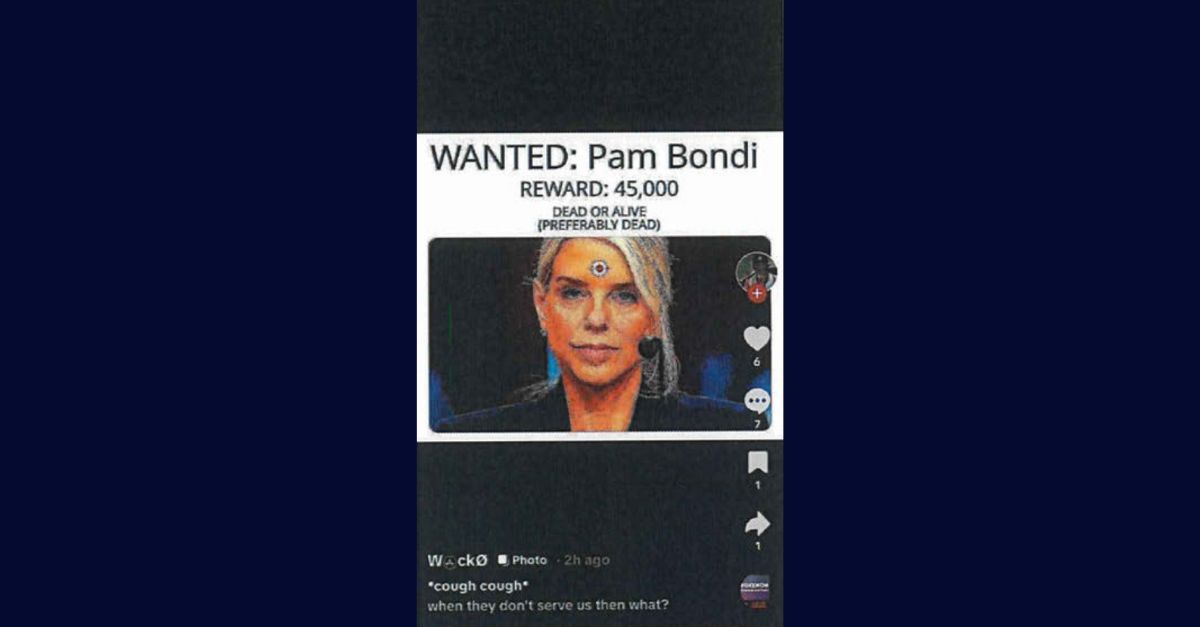 The TikTok post allegedly targeting Attorney General Pam Bondi