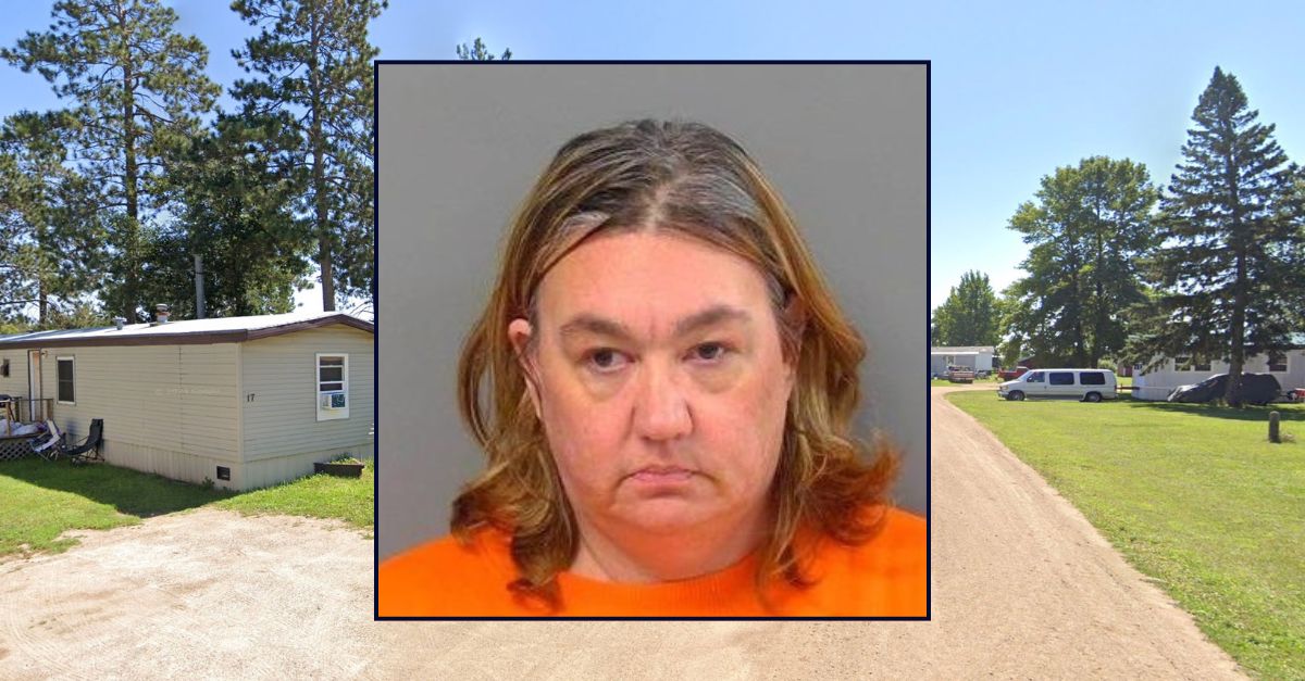 Inset: Danielle Westphal (Hubbard County Jail). Background: The Piney Park Mobile Home Community where Westphal's husband allegedly tried to kill his former neighbor (Google Maps).