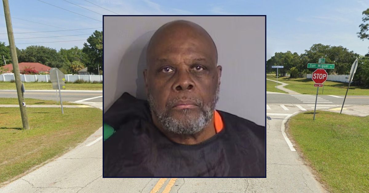 Inset: Richard S. Ferguson (Osceola County Corrections). Background: The Florida intersection where Ferguson