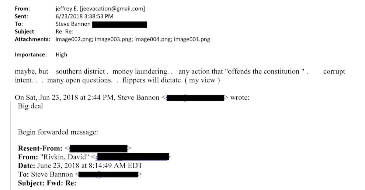 Jeffrey Epstein, Steve Bannon