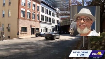 Background: The street where Gregory Turnipseed was attacked (WBAL). Inset: Gregory Turnipseed (WBAL).