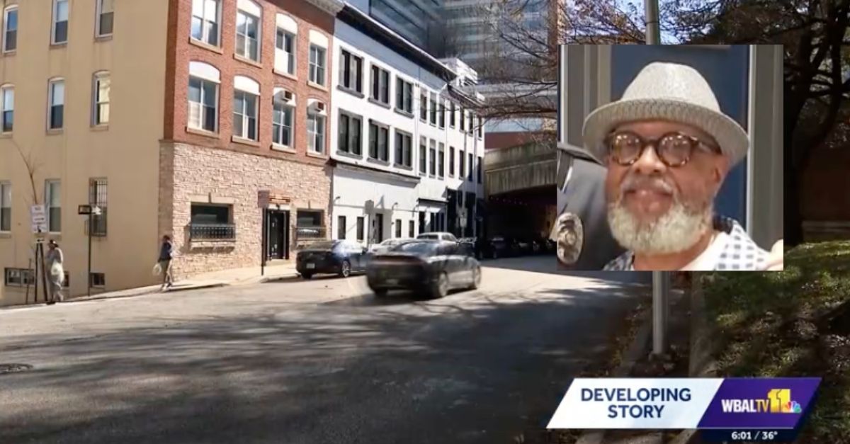 Background: The street where Gregory Turnipseed was attacked (WBAL). Inset: Gregory Turnipseed (WBAL). 