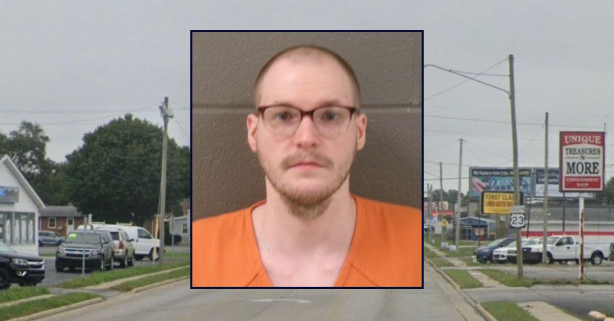 Inset: Joseph Bonito (Wood County Justice Center). Background: The block in Ohio where Bonito allegedly killed his infant son earlier this year (Google Maps).