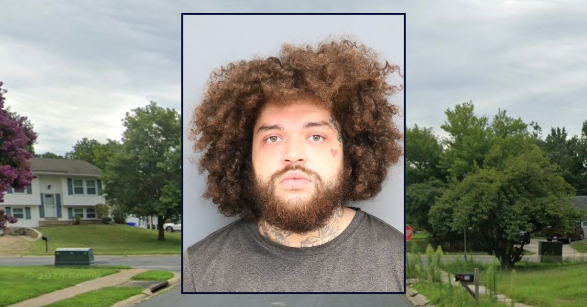 Inset: Jordan N. Savoy (Charles County Sheriff's Office). Background: The block in Maryland where Savoy allegedly killed his infant daughter (Google Maps).