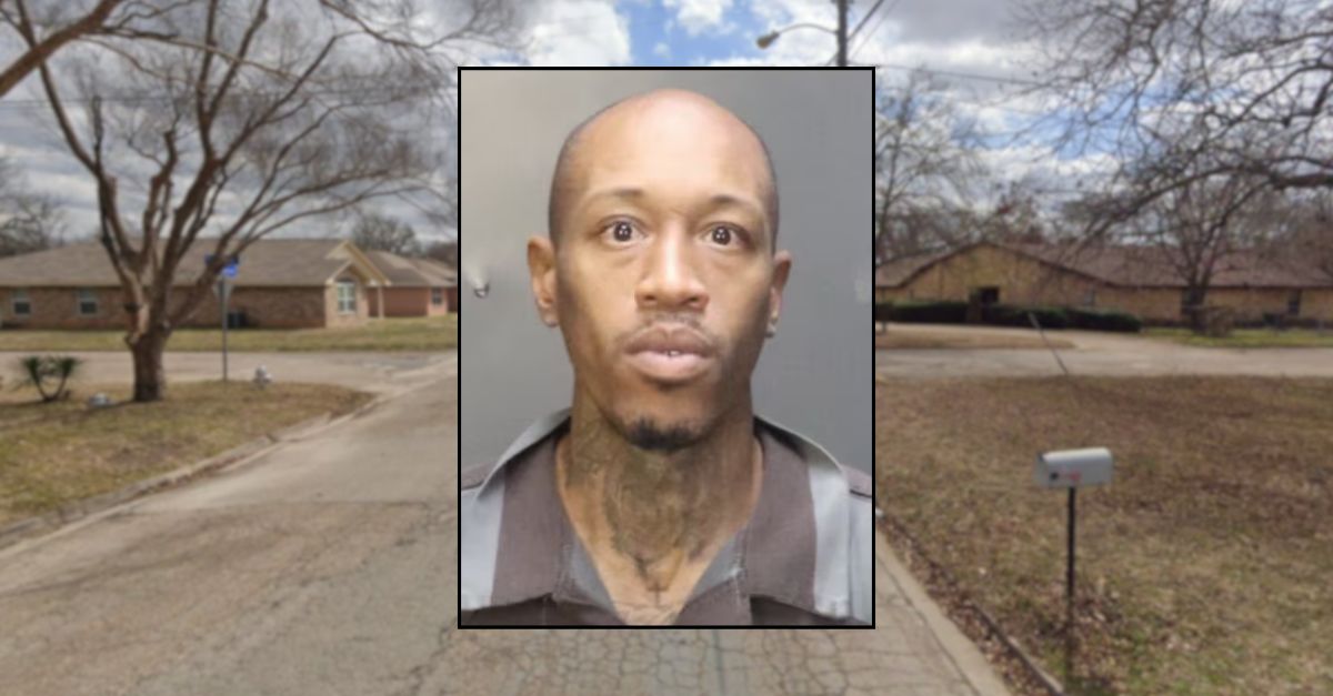 Background: The 200 block of North Lakeview Drive in Waco, Texas, where Merquez Bershawn James allegedly left a baby on the front porch of a home (Google Maps). Inset: Merquez Bershawn James (McLennan County Sheriff