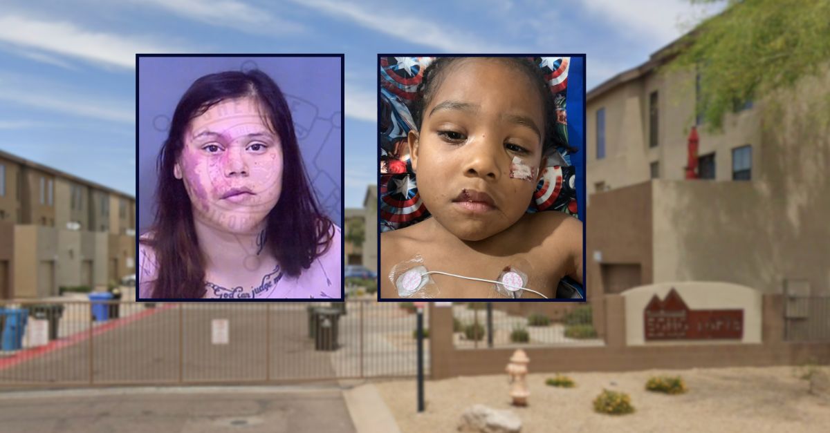 Joanna Chalup Cortez, on the left, and Qahsiem Sinclair, on the right, appear inset against an image of an apartment complex in Arizona.