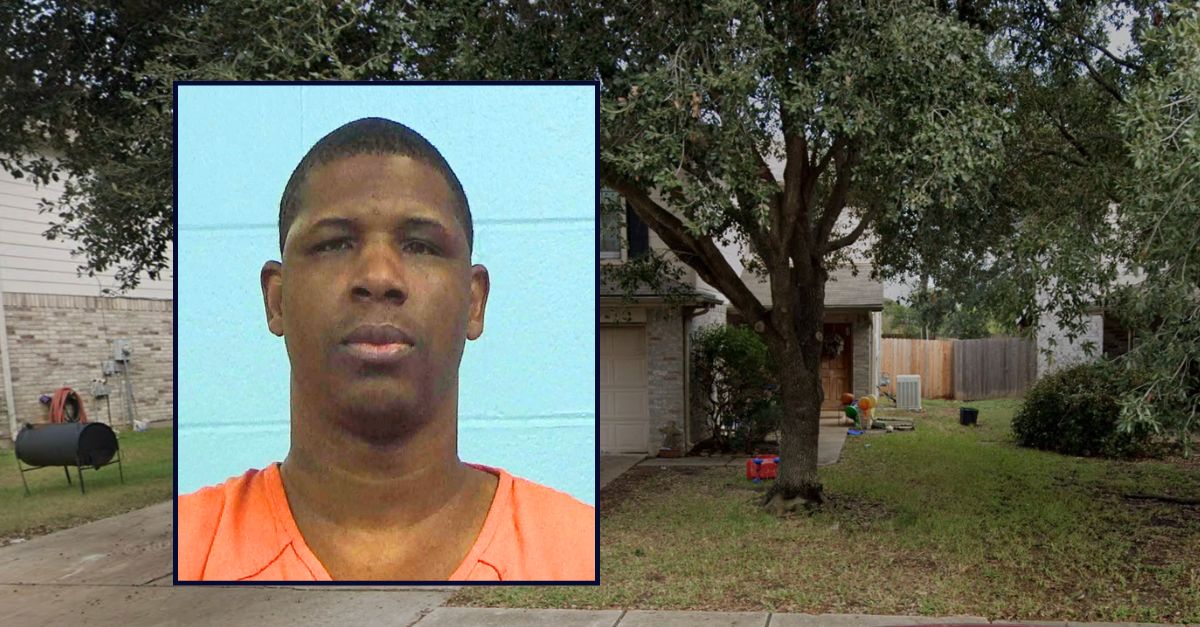 Norman Lee Johnson appears in a booking photo inset against an image of a house in Texas.