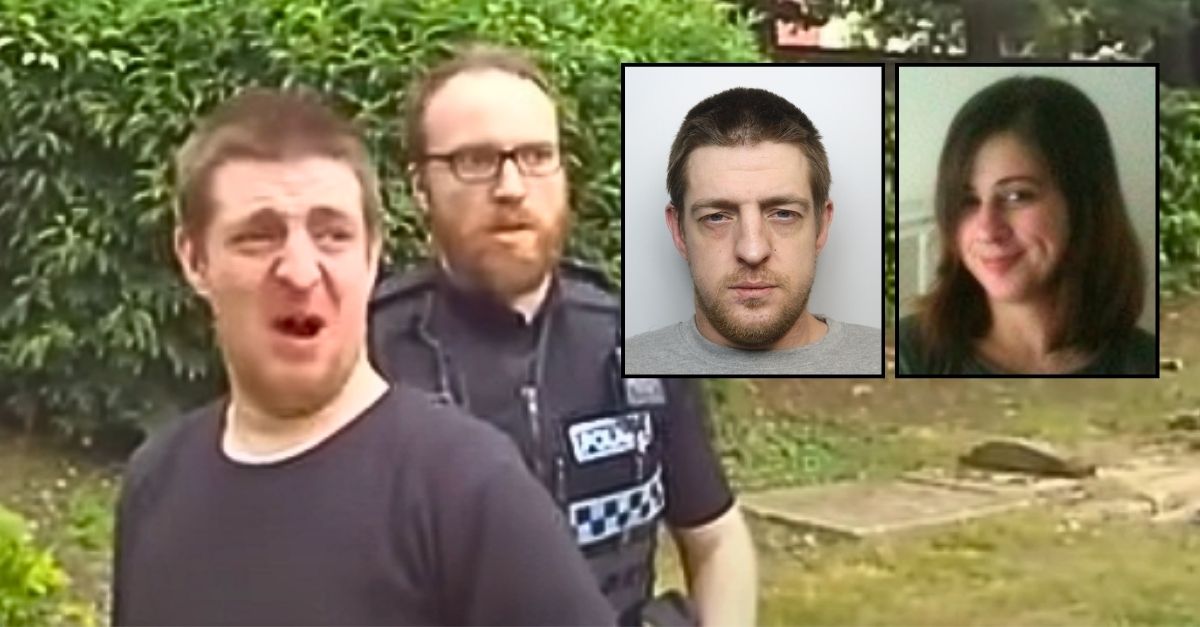 Insets: Robert Richens and Rachael Vaughan (Thames Valley Police). Background: Body camera footage showing "heartless" killer Robert Richens crying to police about how he's going to miss the release of Grand Theft Auto 6 after murdering his girlfriend Rachael Vaughan (Thames Valley Police/Facebook).