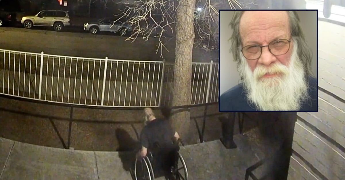Inset: Robert Dutkevitch (Facebook). Background: Robert Dutkevitch outside his Denver nursing home right before he slumped over and began dying in front of staffers, who allegedly failed to locate him and perform CPR for nearly 15 minutes (KCNC).