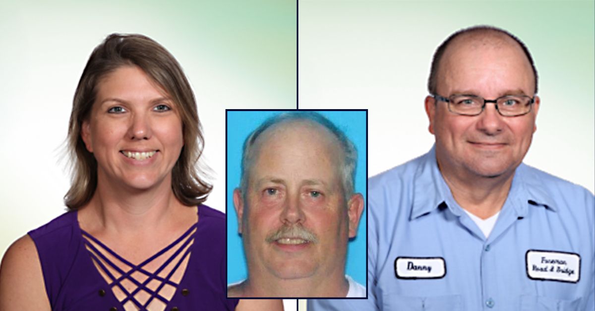 Inset: Jesse Scott Ellis (VBPD). Main, left to right: Stacie Ellis Mason and Danny Ooley (Indian River County).