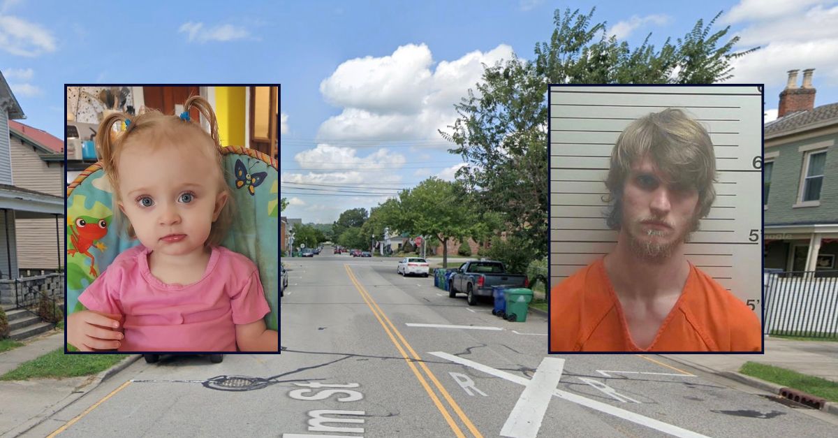 Inset, left to right: Caroline Ruth Boggs and Jesse A. Sartin (Dearborn County Prosecutor's Office). Background: The area in Indiana where Sartin killed Caroline (Google Maps).