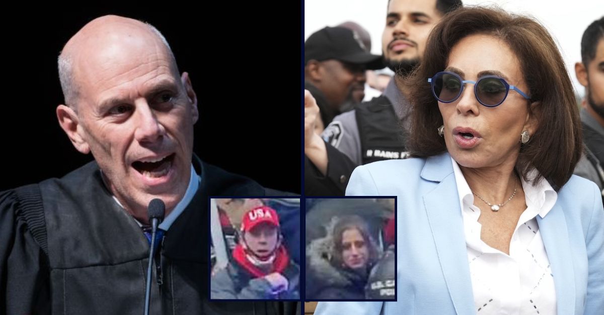 Inset left to right: Christopher Price and Cynthia Ballenger. Background: James Boasberg, on the left; Jeanine Pirro, on the right.