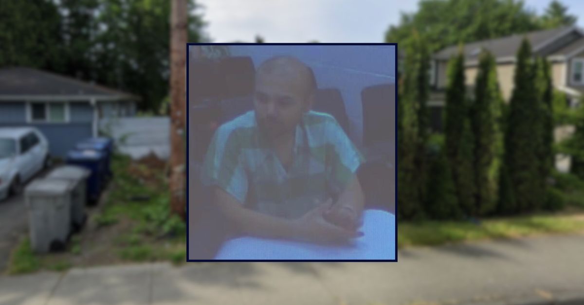 Connor Wohlleben appears in court; inset against an image of a residence in Washington State.