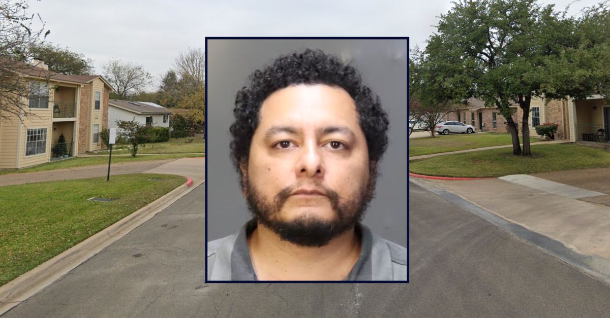 Jacob Daniel Vega appears successful a booking photograph inset against an representation of a residential thoroughfare successful Texas.
