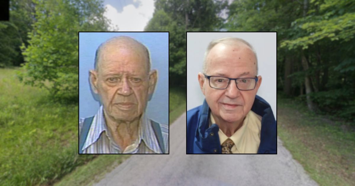Insets, left to right: Lawrence Drotleff, Larry Drotleff (Tuscarawas County Sheriff's Office/WJW). Background: A stretch of Winkler Hill Road in Dover Township, Ohio (Google Maps). 