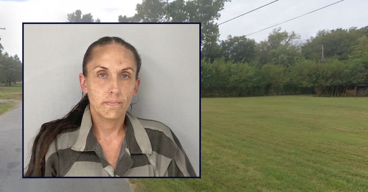 Shannon Solomon-Webb appears successful  a booking photograph  inset against an representation  of a residential thoroughfare  successful  Oklahoma.