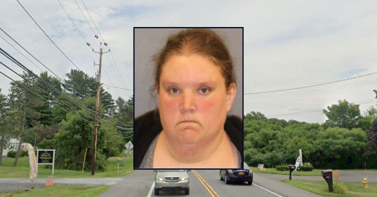Inset: Rebecca A. Jordan (Saratoga County Sheriff's Office). Background: The area in New York where Jordan and her son lived at the time of his death (Google Maps).