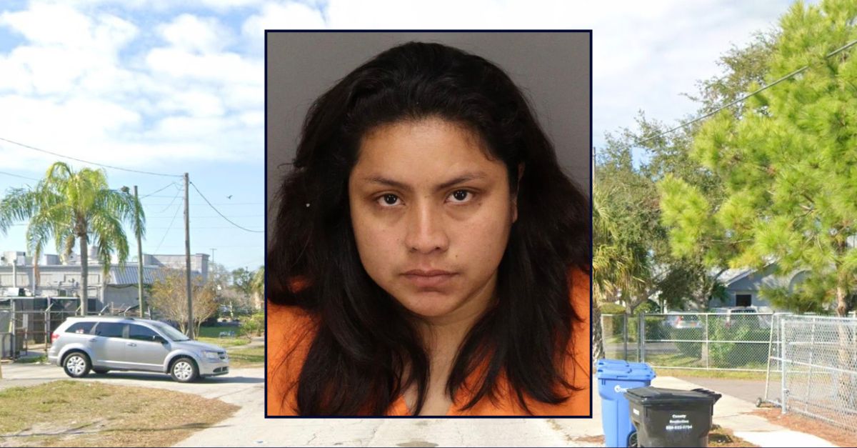 Inset: Alejandra Cruz Segundo (Florida Highway Patrol). Background: The area in Florida where Segundo Cruz