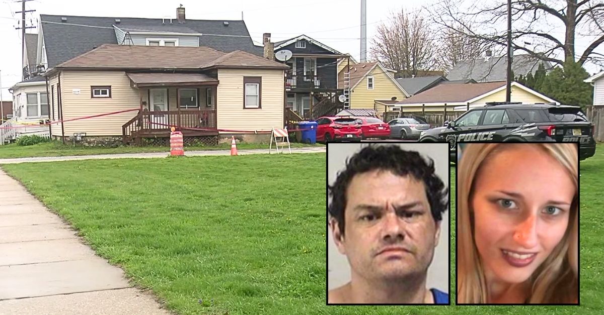 Left inset: Dale Dallia (Kenosha Police Department). Right inset: Stephanie Birn (WDJT). Background: The Wisconsin home where Dale Dallia allegedly killed Stephanie Birn (WDJT).