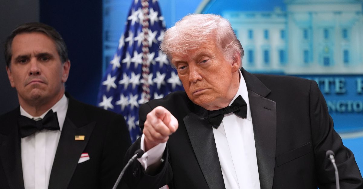 Left to right: Todd Blanche and Donald Trump.